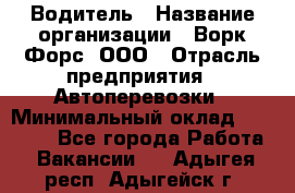 Водитель › Название организации ­ Ворк Форс, ООО › Отрасль предприятия ­ Автоперевозки › Минимальный оклад ­ 48 000 - Все города Работа » Вакансии   . Адыгея респ.,Адыгейск г.